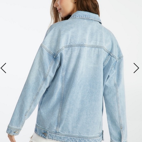 NWT JUSTFAB Oversized Denim Jacket Medium Light Wash Cotton Medium Y2K Boxy - Picture 2 of 12